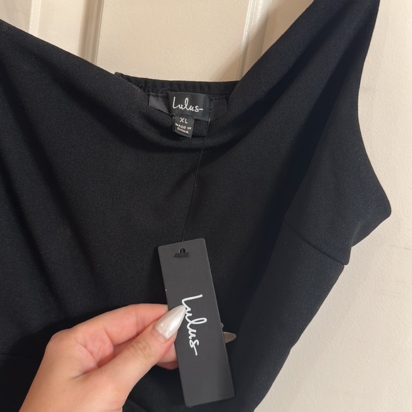 NWT Lulu’s Shape the Night Black Asymmetrical Midi Dress - Picture 6 of 7